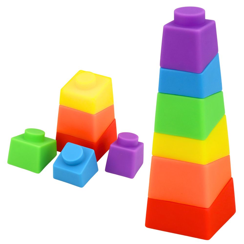 Set gumenih blokova Tower Rocket Cosmonaut Šareni 11 kom. slika 2