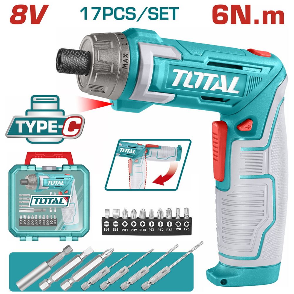 TOTAL Akumulatorski odvijač Li-ion 8V / 1.5Ah Tip-C (TSDLI08025) slika 1
