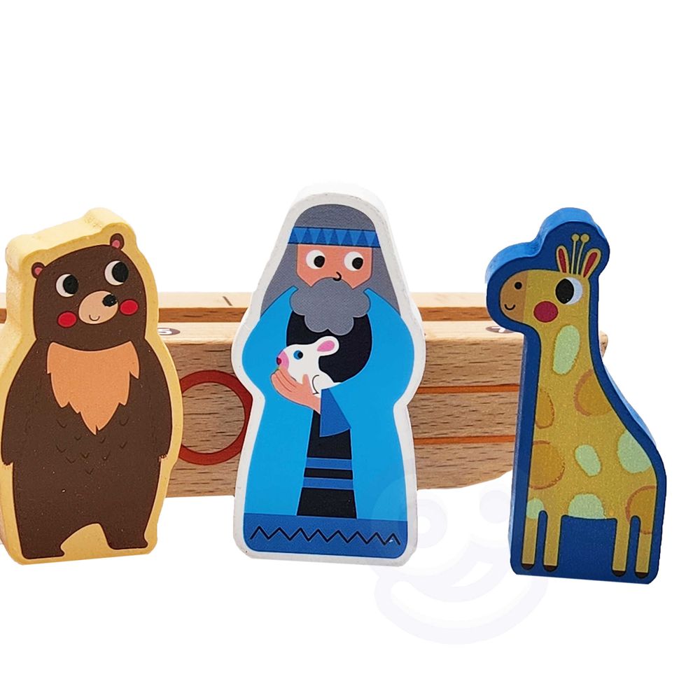Drvena noina arka tooky toy + knjiga slagalica slika 5