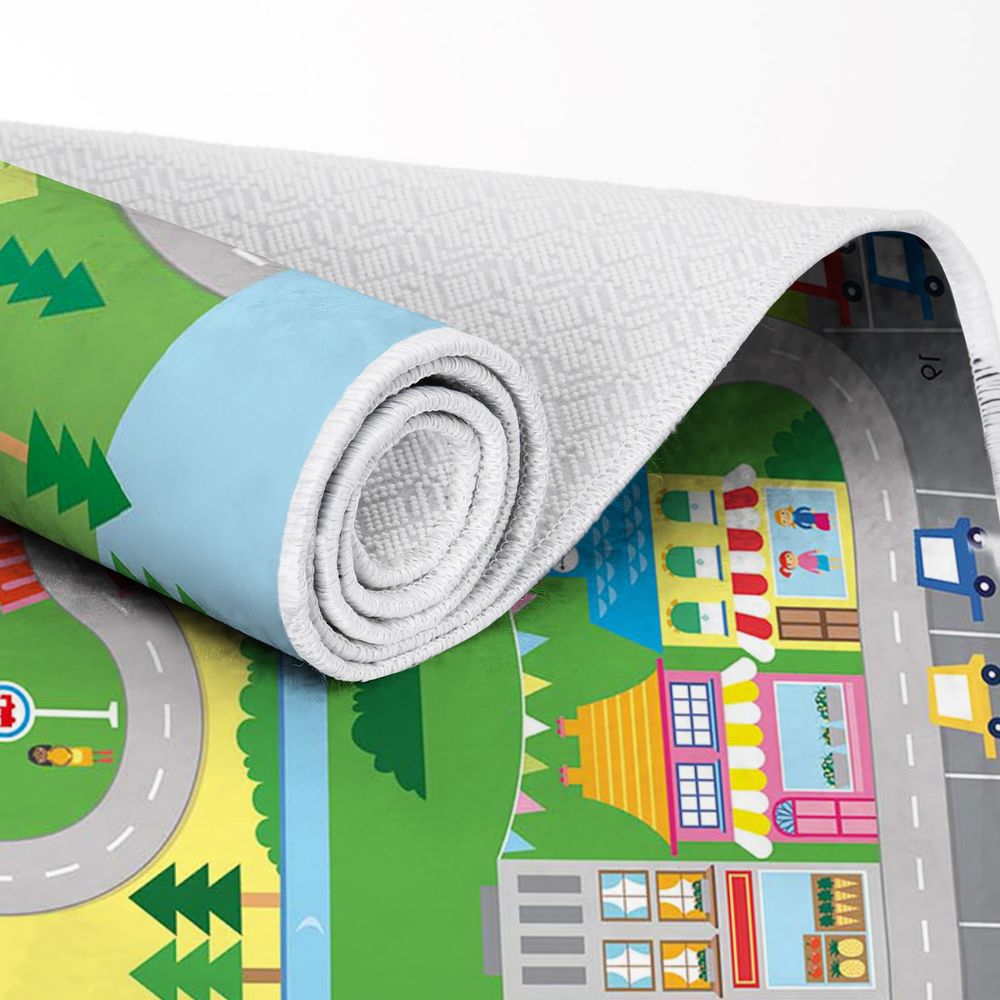 Tamki dječiji tepih Kids"- 40 – motiv grad, zeleni (120 x 180 cm) - DIGITALNI PRINT slika 6