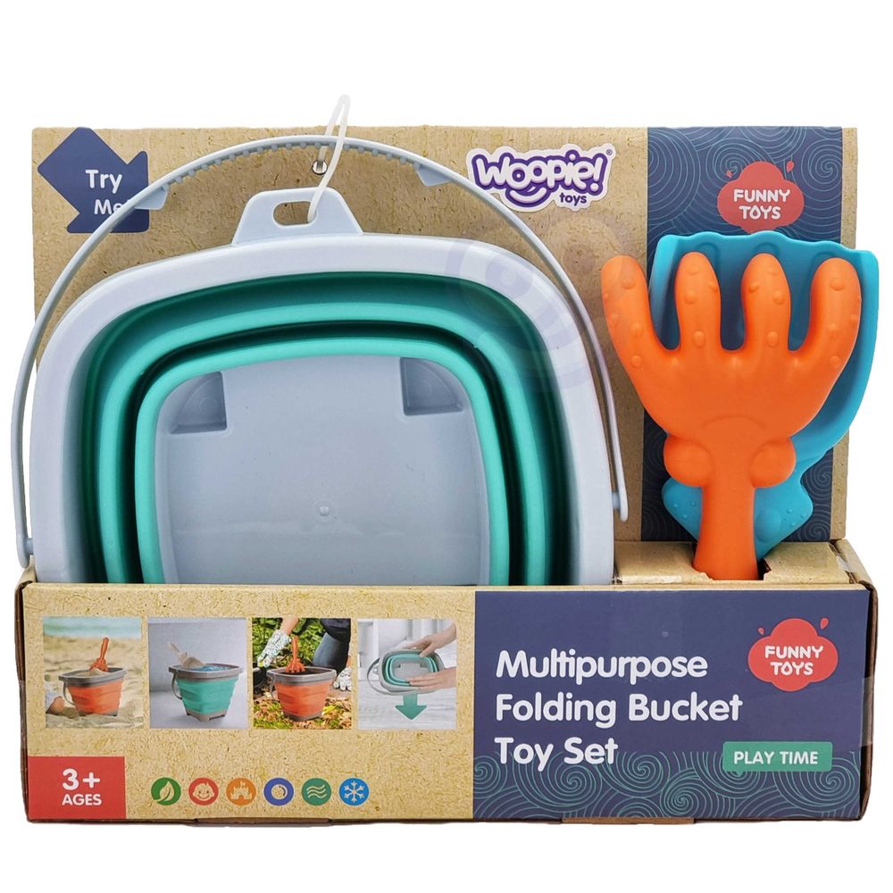 Woopie set sklopivih kanti s grabljama i lopaticom plave boje slika 10