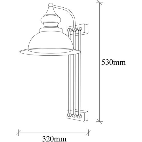 Opviq Zidna lampa SALAM antique, metal, 28 x 32 cm, visina 53 cm, promjer sjenila 28 cm, E27 40 W, Sağlam - 3743 slika 3