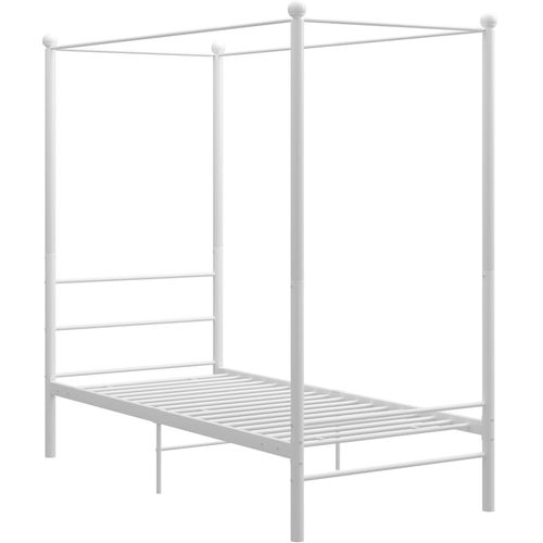 Okvir za krevet s nadstrešnicom bijeli metalni 90 x 200 cm slika 2