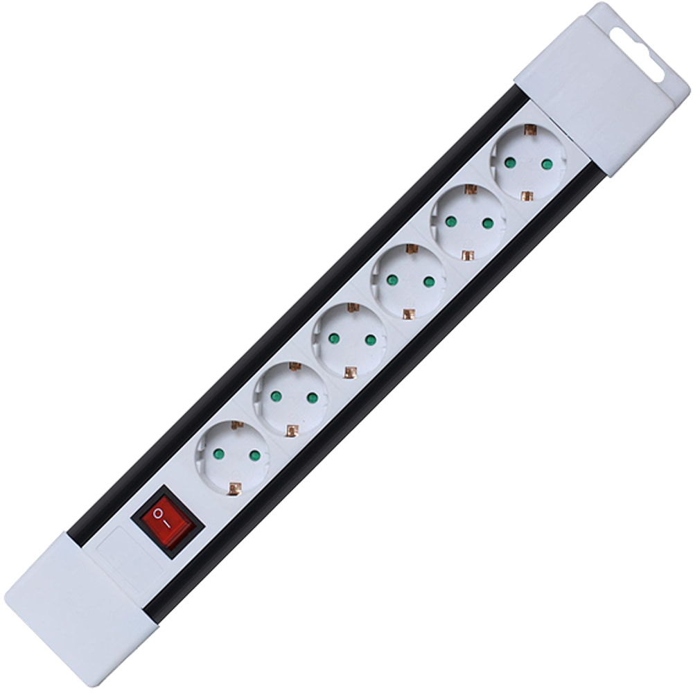 home Produžni kabl, 6 utičnica, prekidač, 1,0mm², 2 met, bijeli - PNV 06K/WH slika 1
