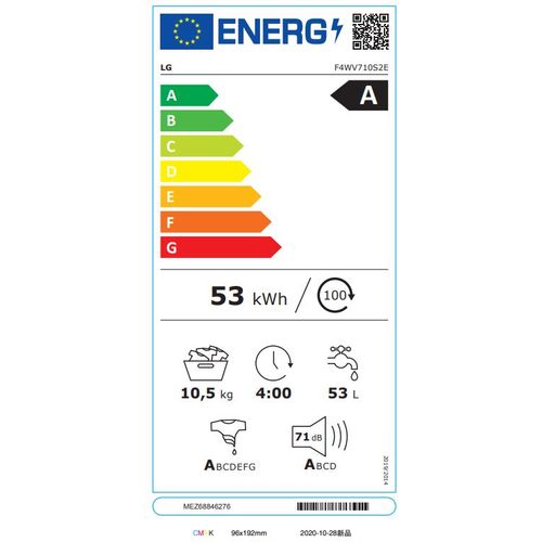 LG F4WV710S2E 10,5 kg, max. 1400 obrtaja/min., Mašina za pranje veša sa parom, AI DD™ tehnologija, TurboWash™360, WiFi Funkcija slika 11