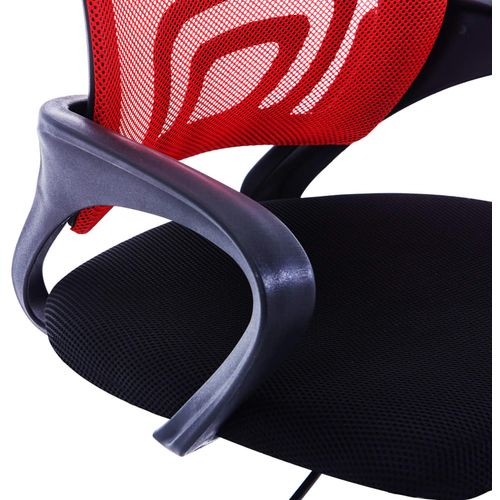 Uredska stolica od tkanine s mrežastim naslonom crvena slika 15
