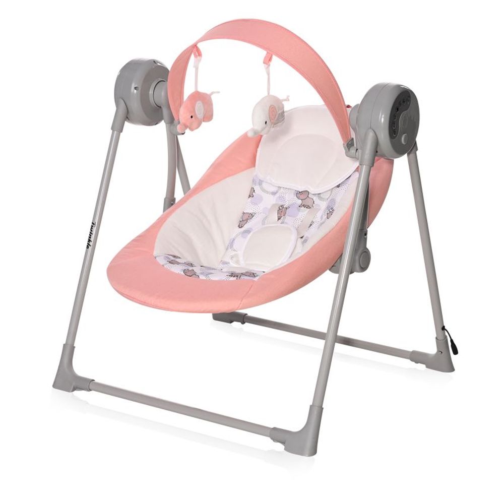 Lorelli Električna ljuljačka za bebe Twinkle, Pink Rhino slika 1