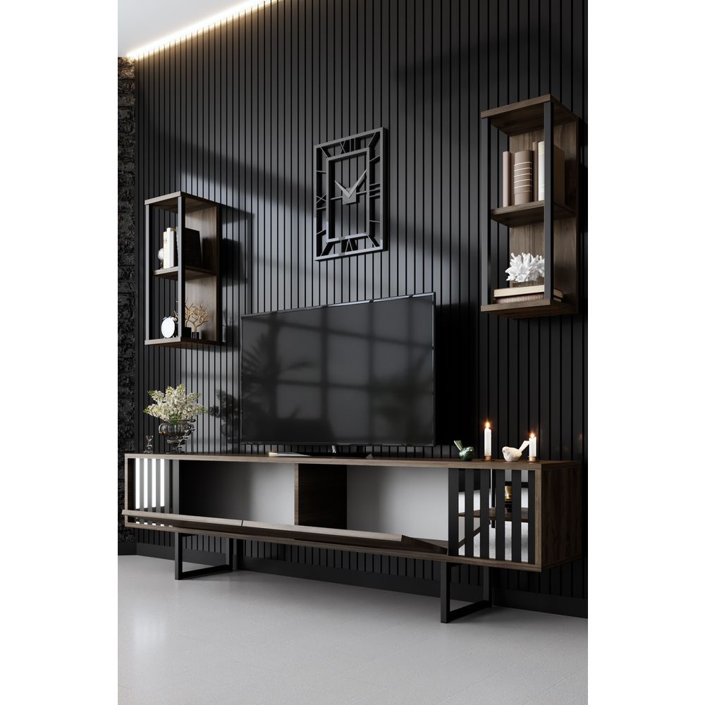 TV komoda "Chrome Line" - boje orah i crna slika 3