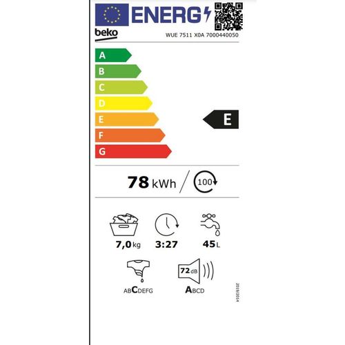 Beko WUE 7511 X0A Veš mašina, 7 kg, 1000 rpm, dubina 49 cm slika 6