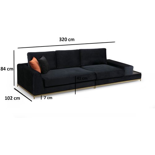 Atelier Del Sofa Line With Side Table - Crni zlatni trosed sa 4 mesta slika 14