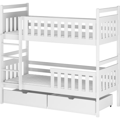 Drveni dječji krevet na kat Monika s ladicom - bijeli - 200*90 cm slika 2