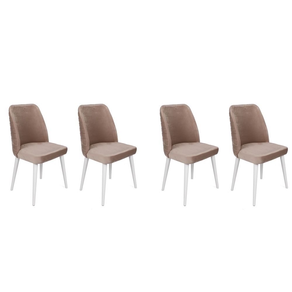 Tutku-324 V4 Set Stolica u Bež-Bijeloj Boji (4 Komada) slika 1