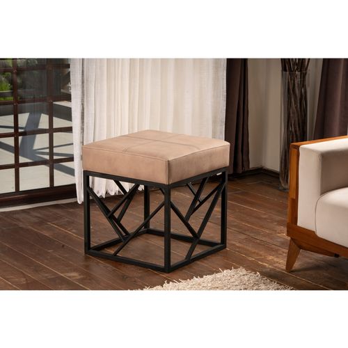 Koza Metal Ayaklı - Beige Mink Pouffe slika 1