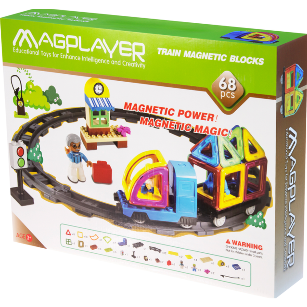 Magplayer Magnetne pločice za slaganje Train Magnetic Blocks 68kom slika 1