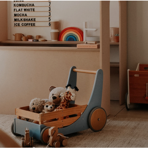 Kinderfeets drveni spremnik za igračke i hodalica Cargo Walker Slate Blue slika 4