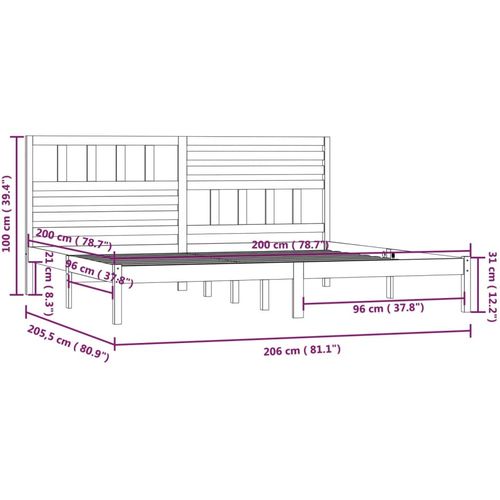 Okvir za krevet od masivne borovine crni 200 x 200 cm slika 18