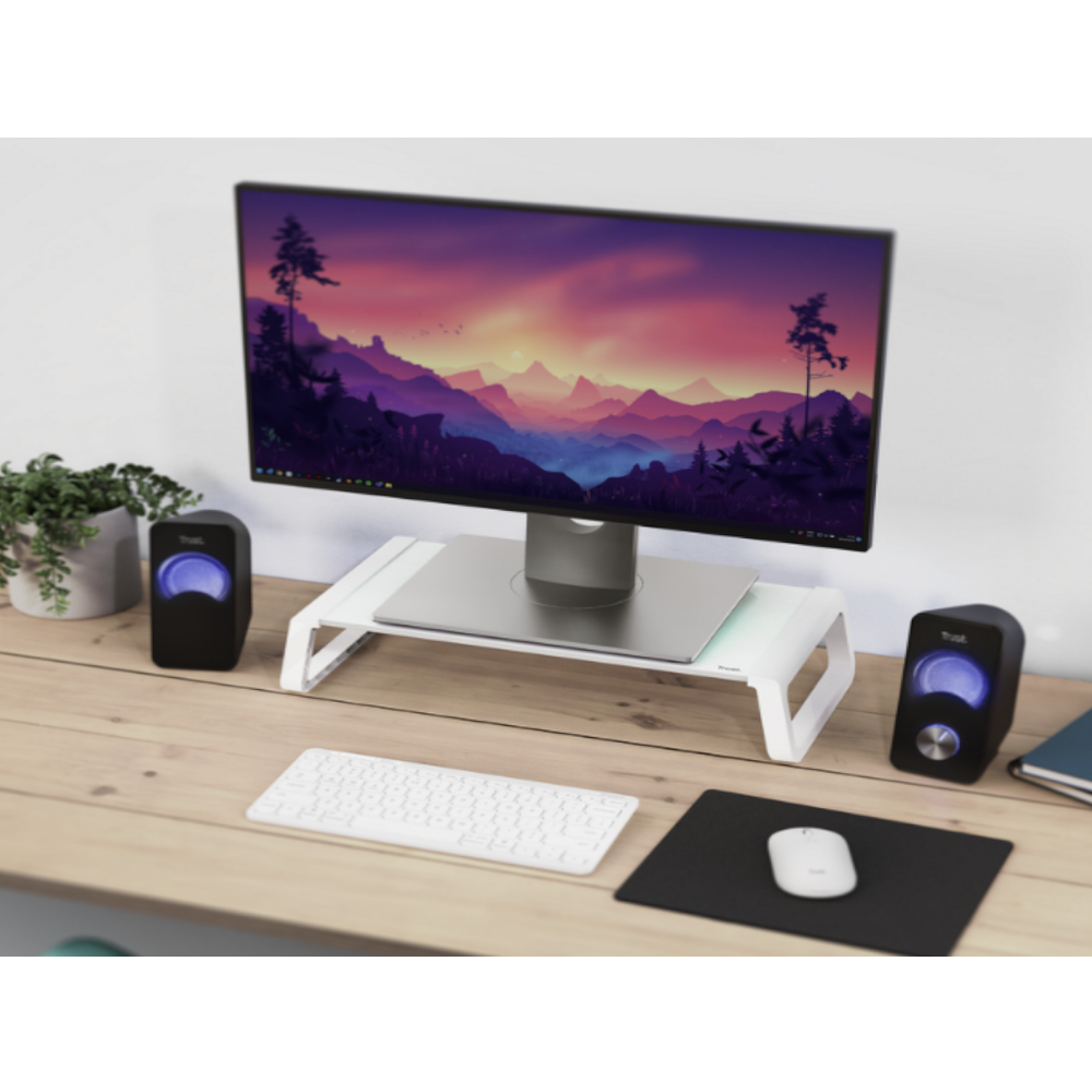 Trust Monta stand za monitor,kaljeno staklo, 50x20 cm,bijeli slika 2