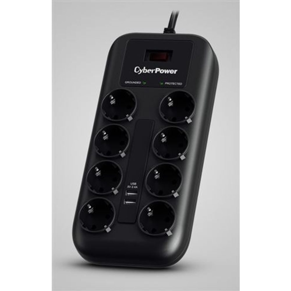 CyberPower prenaponska zaštita, P0820SUF0-DE, 8x šuko, 2x USB charger slika 1