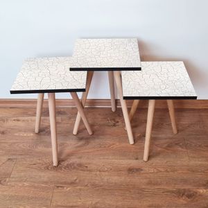 Nesting Table 3Shp221 - Set od 3 komada u bijeloj i sivoj boji