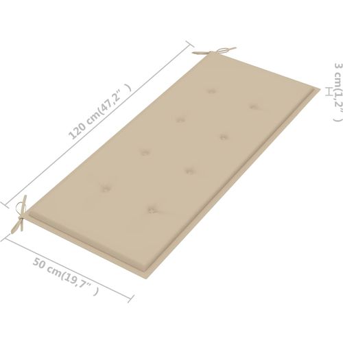 Vrtna klupa s bež jastukom 120 cm od masivne tikovine slika 18