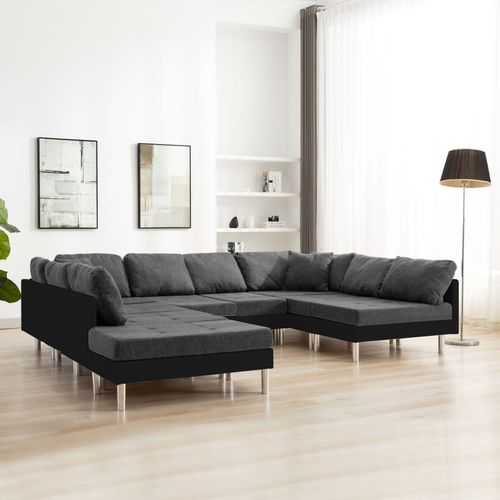 Modularna sofa od umjetne kože crna slika 1