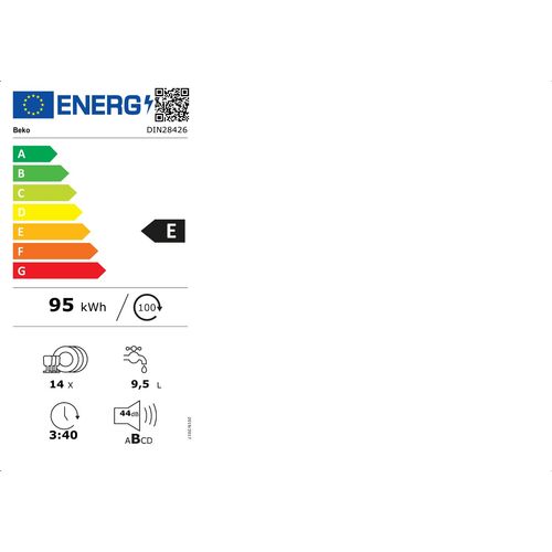 Beko DIN28426 Ugradna mašina za pranje sudova, 14 kompleta, Širina 59.8 cm slika 7