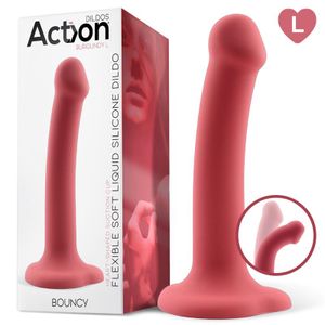 Action Bouncy Liquid Silicone Dildo 19cm - Ljubičasta