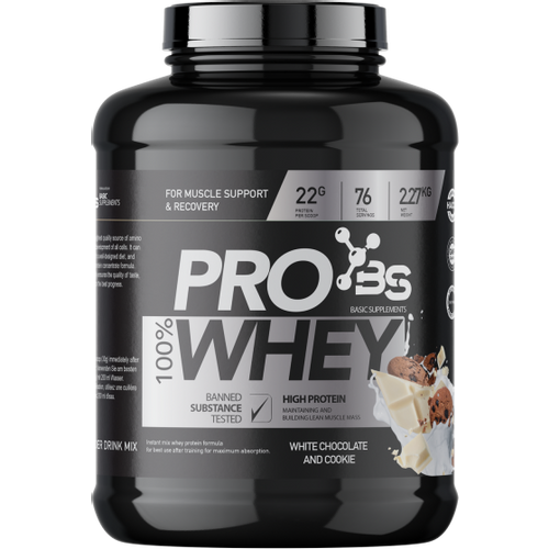 100% PRO WHEY 2.27KG BASIC SUPPLEMENTS -  White Chocolate & Cookie slika 1