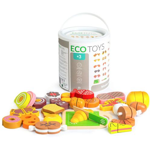 Ecotoys Drvena hrana za rezanje set od 23 elemenata slika 6