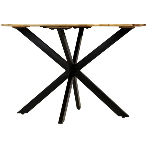 Blagovaonski stol od masivnog grubo obrađenog drva manga i čelika 120 x 77 cm slika 14