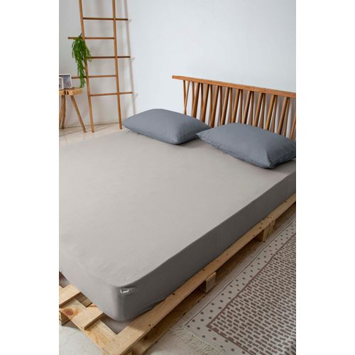 Sandra - Grey Grey Double Fitted Sheet slika 1