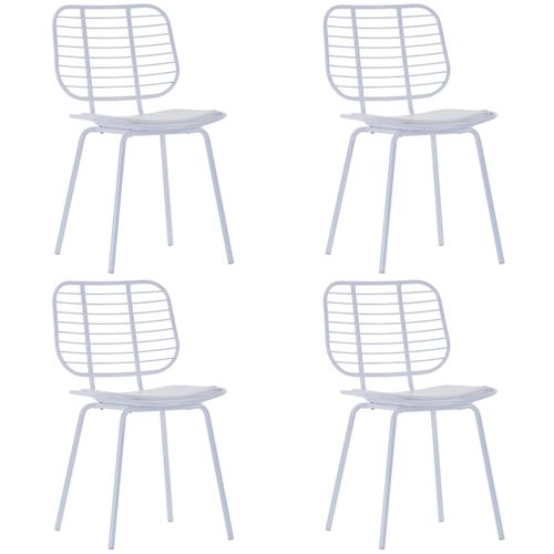 Stolice sa sjedalima od umjetne kože 4 kom bijele čelične slika 1