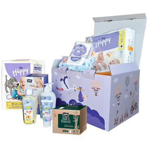 Poklon kutija Belly Baby Happy (krema, ulje, šampon, podloge, blazinice, maramice, jastučići, pelene, bio ulošci)