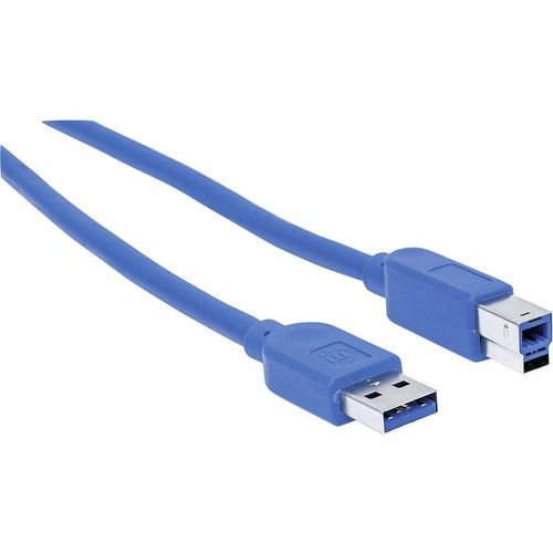 Manhattan USB kabel USB 3.2 gen. 1 (USB 3.0) USB-A utikač, USB-B utikač 0.50 m plava boja zaštićen s folijom, UL certificiran, pozlaćeni kontakti 354301 slika 3