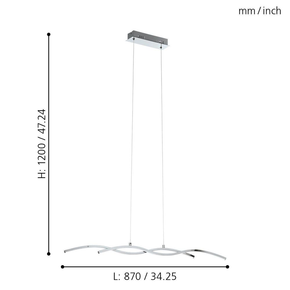Eglo Lasana 2 Visilica sa LED Osvjetljenjem - 2x9W, D 875, Aluminij/Krom-Bijela slika 4