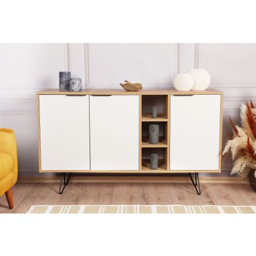 Woody Fashion Komoda, hrastBijela boja, Clara Console - Oak, White slika 2