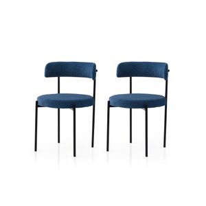 Gını - 4014 V2 Crni i Tamnoplavi Set Stolica (2 Komada)