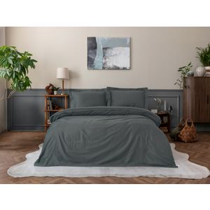 Elegant - Anthracite Anthracite Satin Single Quilt Cover Set (DE)