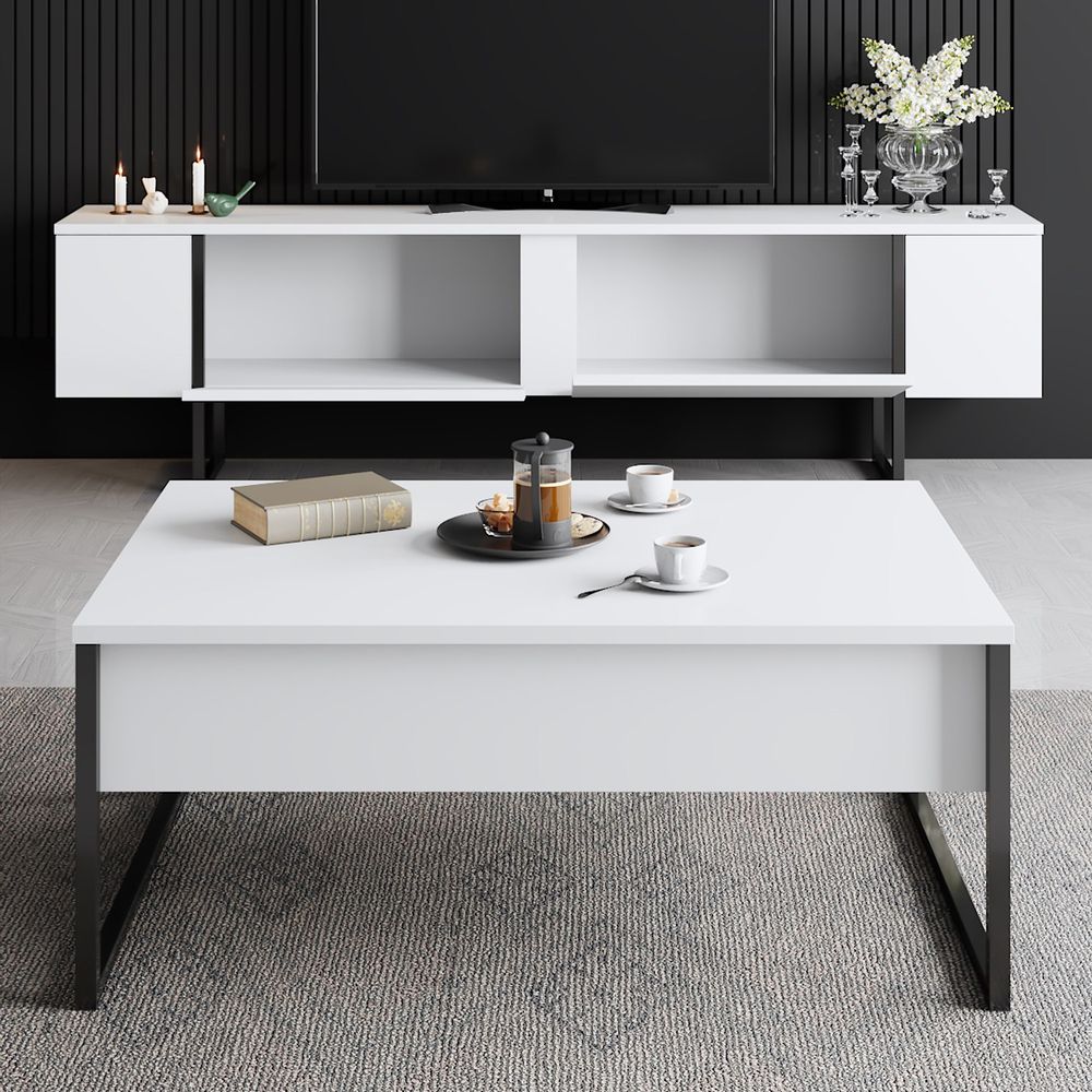 TV stalak Luxe - crno-bijeli slika 5