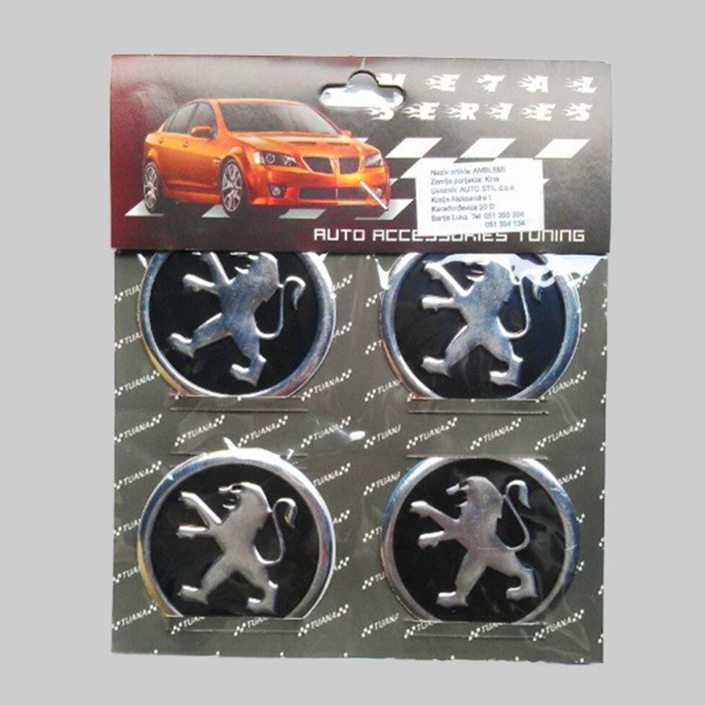 Amblemi Silikonski Crni 4/1 Fi60Mm Peugeot slika 1