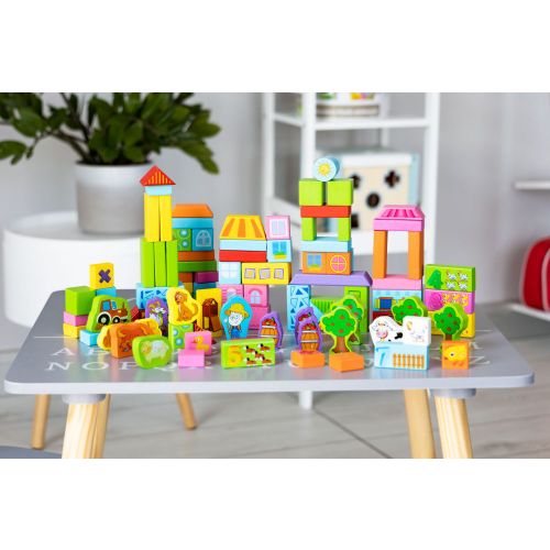 Eco Toys drvene kocke 100 komada Farma slika 2