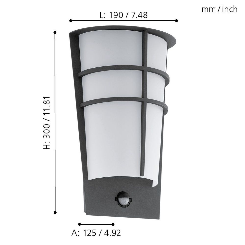 Eglo Breganzo 1 Vanjska Zidna Lampa sa Senzorom - Antracit/Bijela, 2x2,5W, LED slika 5