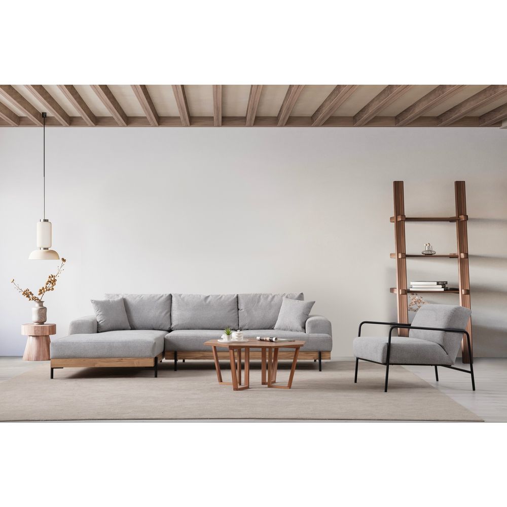 Eti Oak Left - Sivi Ugaoni Sofa slika 4