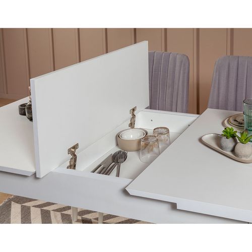 Hanah Home Vina 0701 - Soho, White White
Soho Extendable Dining Table & Chairs Set (4 Pieces) slika 2