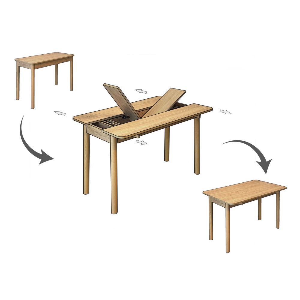 Vina Mini 05 0900 - Set Ekstenzibilnog Stola i Stolica od Hrasta (5 Komada) slika 8