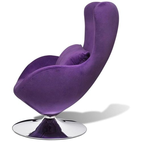 Okretna jajolika stolica s jastukom ljubičasta baršunasta slika 5