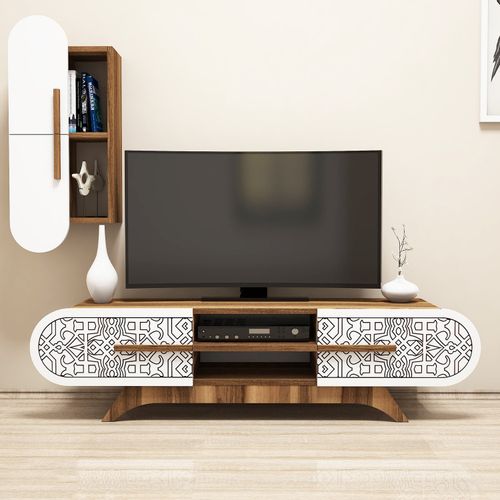 Woody Fashion TV jedinica, Defne - Walnut, White slika 2