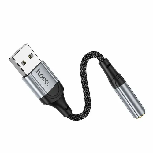 HOCO AUX adapter USB A (muški) na utičnicu 3,5 mm (ženski) LS36 0,12 m crni slika 6