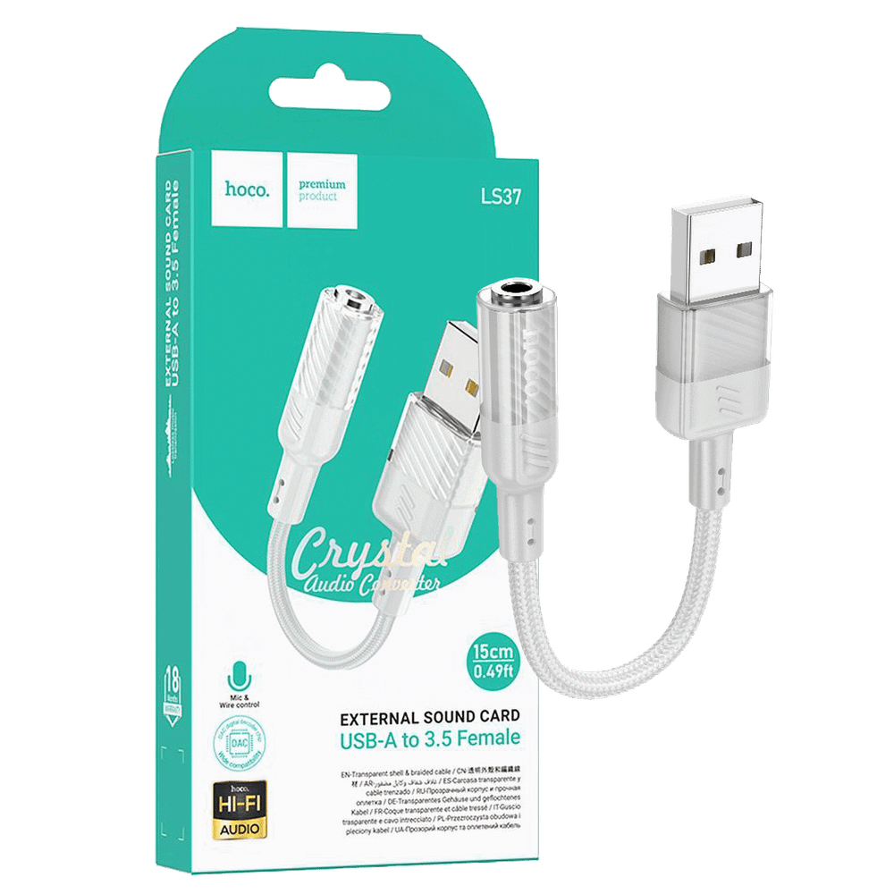 hoco. Adapter za slušalice, USB type A na 3.5 mm - LS37 Spirit slika 1
