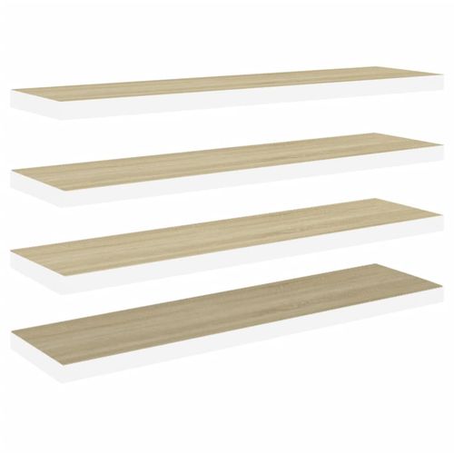 Plutajuće zidne police 4 kom hrast i bijele 90x23,5x3,8 cm MDF slika 11